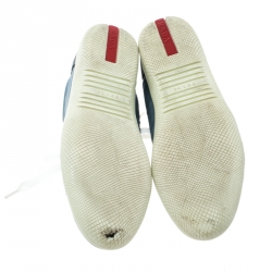 Pre Owned Prada Sport Blue Leather and Nylon Low Top Sneakers Size 38