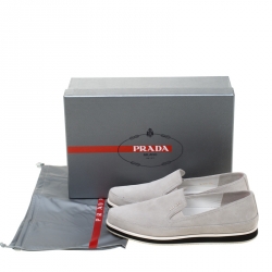 Pre Owned Prada Sport Grey Suede Slip On Sneakers Size 37.5