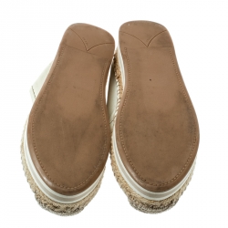 Pre Owned Prada Sport White Leather Platform Espadrilles Size 38