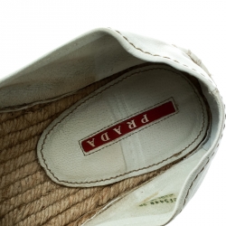 Pre Owned Prada Sport White Leather Platform Espadrilles Size 38