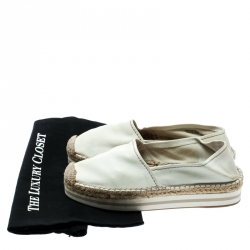 Pre Owned Prada Sport White Leather Platform Espadrilles Size 38