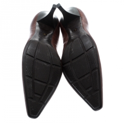 Pre Owned Prada Brown Leather Scrunch Pointed Toe Pumps Size 36