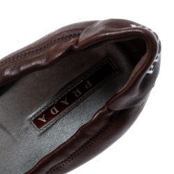 Pre Owned Prada Brown Leather Scrunch Pointed Toe Pumps Size 36