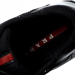 Pre Owned Prada Mesh And Patent Leather Carrie Lace Up Sneakers Size 36.5