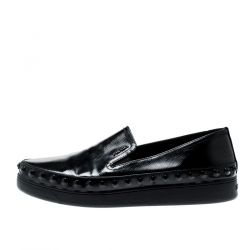 Pre Owned Prada Sport Black Saffiano Leather Skate Studded Sneakers Size 38