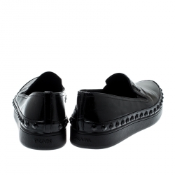 Pre Owned Prada Sport Black Saffiano Leather Skate Studded Sneakers Size 38