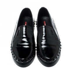 Pre Owned Prada Sport Black Saffiano Leather Skate Studded Sneakers Size 38