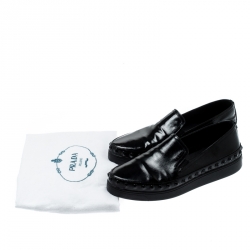 Pre Owned Prada Sport Black Saffiano Leather Skate Studded Sneakers Size 38