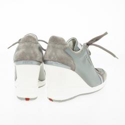 Pre Owned Prada Sport Grey Nylon Suede Trim Wedge Sneakers Size 38