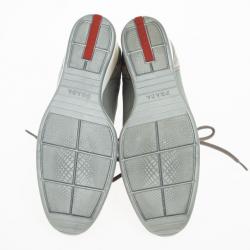 Pre Owned Prada Sport Grey Nylon Suede Trim Wedge Sneakers Size 38