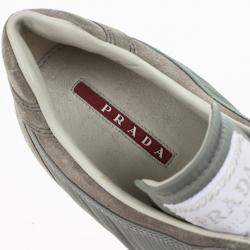 Pre Owned Prada Sport Grey Nylon Suede Trim Wedge Sneakers Size 38