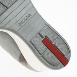Pre Owned Prada Sport Grey Nylon Suede Trim Wedge Sneakers Size 38