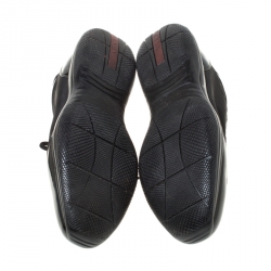 Pre Owned Prada Sport Black Patent Leather And Fabric Lace Up Sneakers Size 40