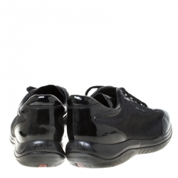 Pre Owned Prada Sport Black Patent Leather And Fabric Lace Up Sneakers Size 40