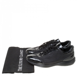 Pre Owned Prada Sport Black Patent Leather And Fabric Lace Up Sneakers Size 40