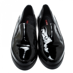 Pre Owned Prada Sport Black Patent Leather Platform Loafers Size 36.5