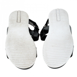 Pre Owned Prada Sport Black Patent Leather Flat Sandals Size 38