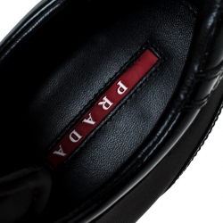 Pre Owned Prada Sport Black Nylon and Leather Wedge Sneakers Size 39