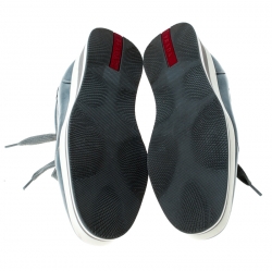 Pre Owned Prada Sport Grey Leather Lace Up Sneakers Size 40