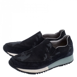 Pre Owned Prada Multicolor Camouflage Print Nylon and Suede Rosa Slip On Sneakers Size 37.5