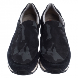 Pre Owned Prada Multicolor Camouflage Print Nylon and Suede Rosa Slip On Sneakers Size 37.5