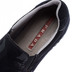 Pre Owned Prada Multicolor Camouflage Print Nylon and Suede Rosa Slip On Sneakers Size 37.5