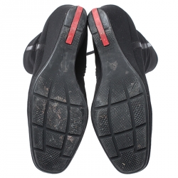 Pre Owned Prada Sport Black Nylon Wedge Ankle Boots Size 36.5