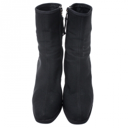 Pre Owned Prada Sport Black Nylon Wedge Ankle Boots Size 36.5