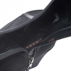 Pre Owned Prada Sport Black Nylon Wedge Ankle Boots Size 36.5