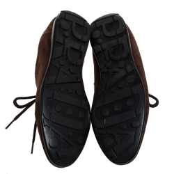 Pre Owned Prada Sport Brown Suede Leather Lace Up Sneakers Size 39.5