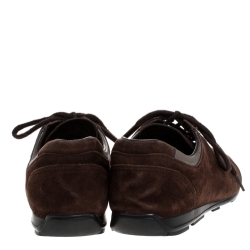 Pre Owned Prada Sport Brown Suede Leather Lace Up Sneakers Size 39.5