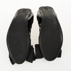 Pre Owned Prada Sport Black Patent Leather Bow Detail Ballet Flats Size 39.5