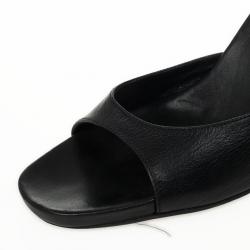Pre Owned Prada Sport Black Leather High Heel Mules Size 41