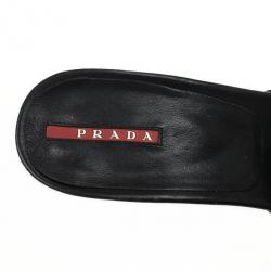 Pre Owned Prada Sport Black Leather High Heel Mules Size 41