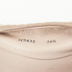 Pre Owned Prada Sport Beige Floral Laser Cut Patent Leather Bow Ballet Flats Size 38.5