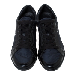 Pre Owned Prada Sport Black Nylon and Leather Low Top Sneakers Size 37