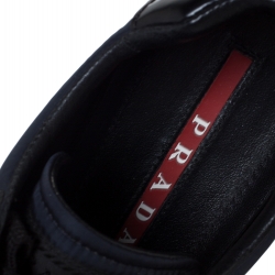 Pre Owned Prada Sport Black Nylon and Leather Low Top Sneakers Size 37