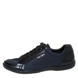Pre Owned Prada Sport Black Nylon and Leather Low Top Sneakers Size 37