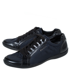 Pre Owned Prada Sport Black Nylon and Leather Low Top Sneakers Size 37