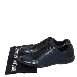Pre Owned Prada Sport Black Nylon and Leather Low Top Sneakers Size 37
