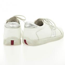Pre Owned Prada Sport White Leather Sneakers Size 39.5