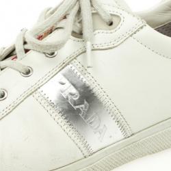 Pre Owned Prada Sport White Leather Sneakers Size 39.5