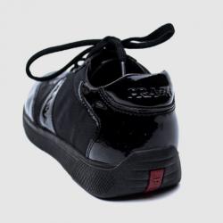 Pre Owned Prada Sport Black Leather Lace Up Sneakers Size 37.5