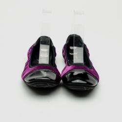 Pre Owned Prada Sport Purple Velvet Ballet Flats Size 38