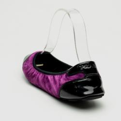 Pre Owned Prada Sport Purple Velvet Ballet Flats Size 38