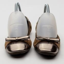 Pre Owned Prada Sport Cigar Suede Camoscio Bow Ballet Flats Size 38.5