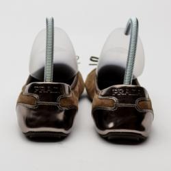 Pre Owned Prada Sport Cigar Suede Camoscio Bow Ballet Flats Size 38.5