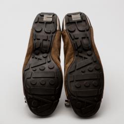 Pre Owned Prada Sport Cigar Suede Camoscio Bow Ballet Flats Size 38.5