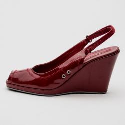 Pre Owned Prada Sport Red Patent Leather Slingback Wedges Size 38