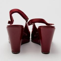 Pre Owned Prada Sport Red Patent Leather Slingback Wedges Size 38
